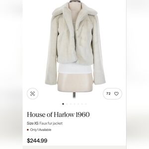 Brand New House of Harlow 1960 Cream Teddy Jacket faux Fur